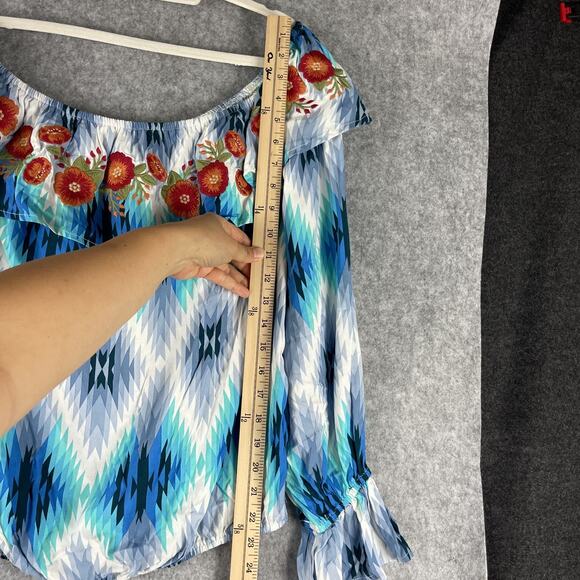 Savanna Jane Embroidered Top Womens 2X Floral Off Shoulder Colorful Boho NEW - Picture 6 of 14